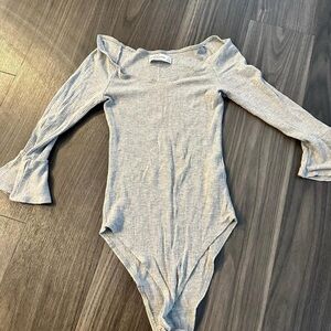Abercrombie & Fitch Gray Ribbed Bodysuit